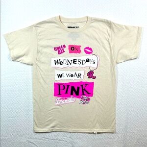Mean Girls On Wednesdays We Wear Pink Movie Book T-Shirt Kids Tee Sz. L New
